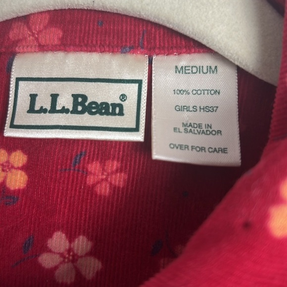 L.L. Bean Girl's Medium Red Ditsy Floral Corduroy A-Line Dress 100% Cotton - Picture 10 of 13